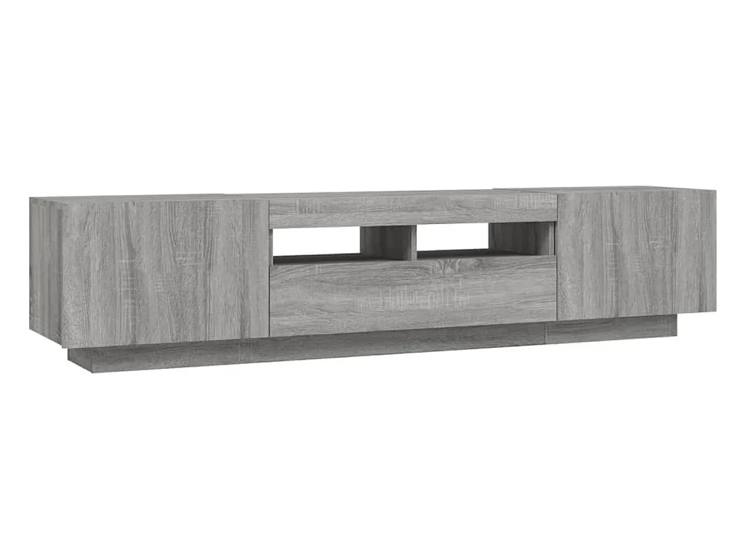 Set muebles TV con LEDs 2 piezas madera contrachapada gris Sonoma