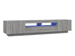 Set muebles TV con LEDs 2 pzas madera contrachapada gris Sonoma ES13349