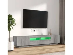 Set muebles TV con LEDs 2 pzas madera contrachapada gris Sonoma ES13349