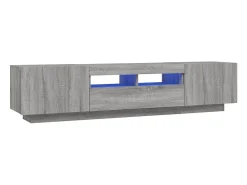 Set muebles TV con LEDs 2 pzas madera contrachapada gris Sonoma ES87004