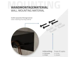 Set 3x Perchero de pared con barra de colgar y estante negro metal 60x30x15 cm