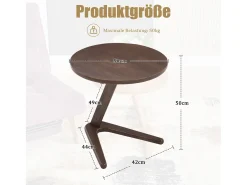 Sienna - Mesa auxiliar rodante con estructura en Z reforzada, se desliza bajo el sofá, madera maciza 50×44 cm, ideal para salón, dormitorio o balcón