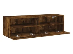 Sil Mueble de pared TV madera ingeniería roble ahumado 100x30x30 cm