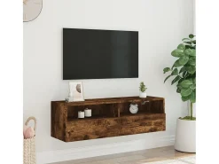Sil Mueble de pared TV madera ingeniería roble ahumado 100x30x30 cm