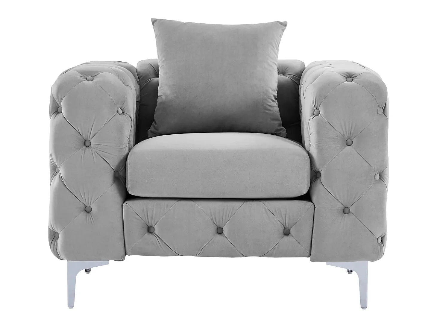 Silla chesterfield de terciopelo antracita y pie de metal EDWINA