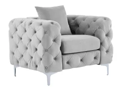 Silla chesterfield de terciopelo antracita y pie de metal EDWINA