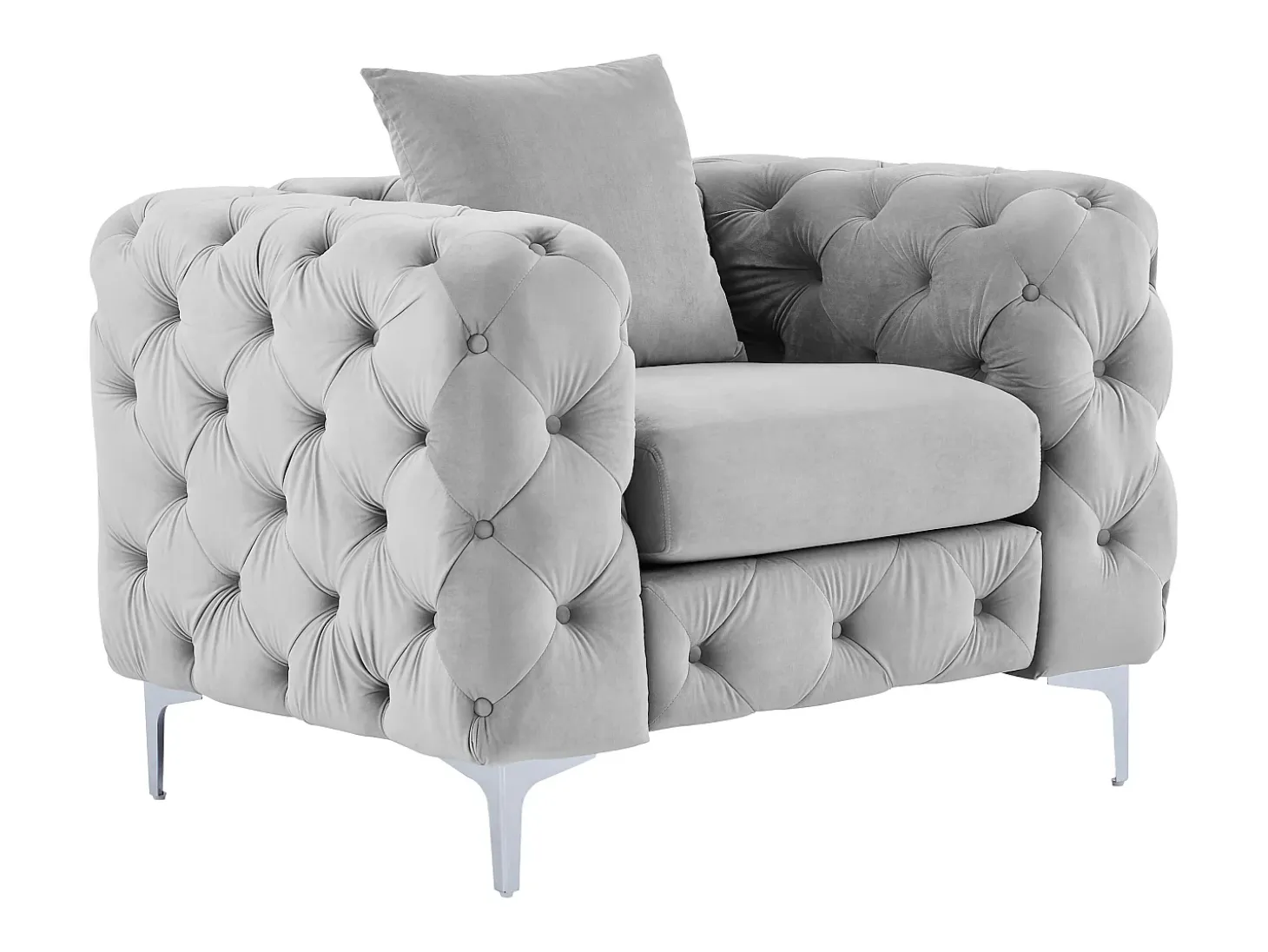 Silla chesterfield de terciopelo antracita y pie de metal EDWINA