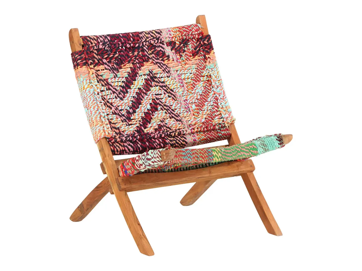 Silla chindi plegable de tela multicolor