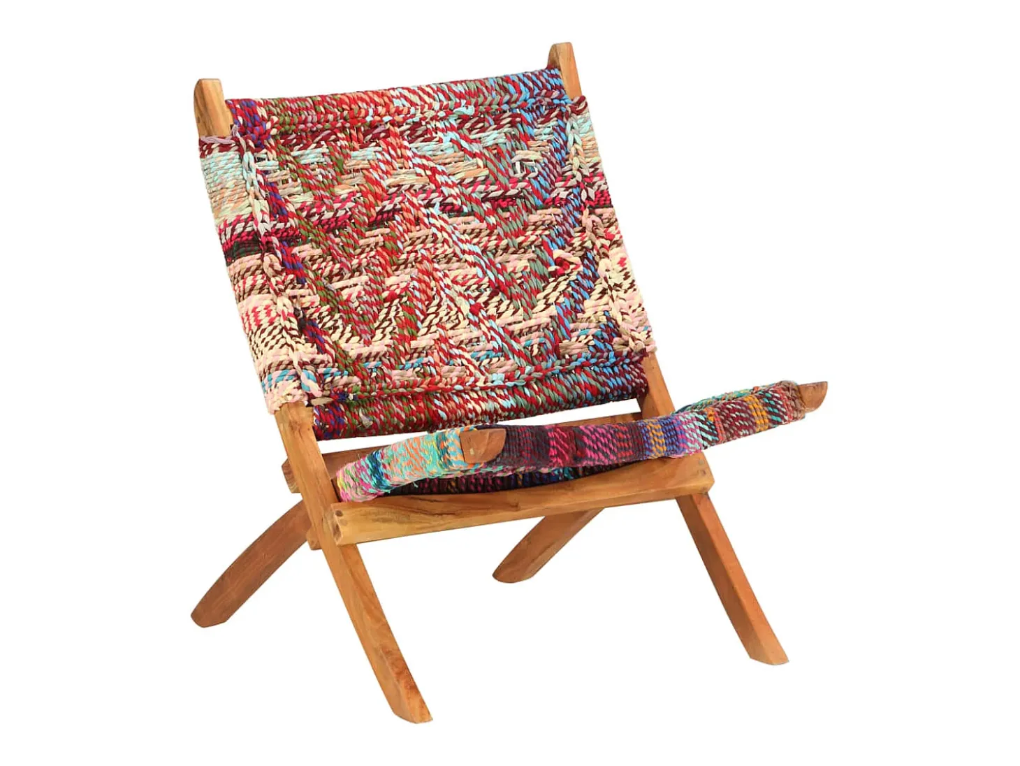 Silla chindi plegable de tela multicolor