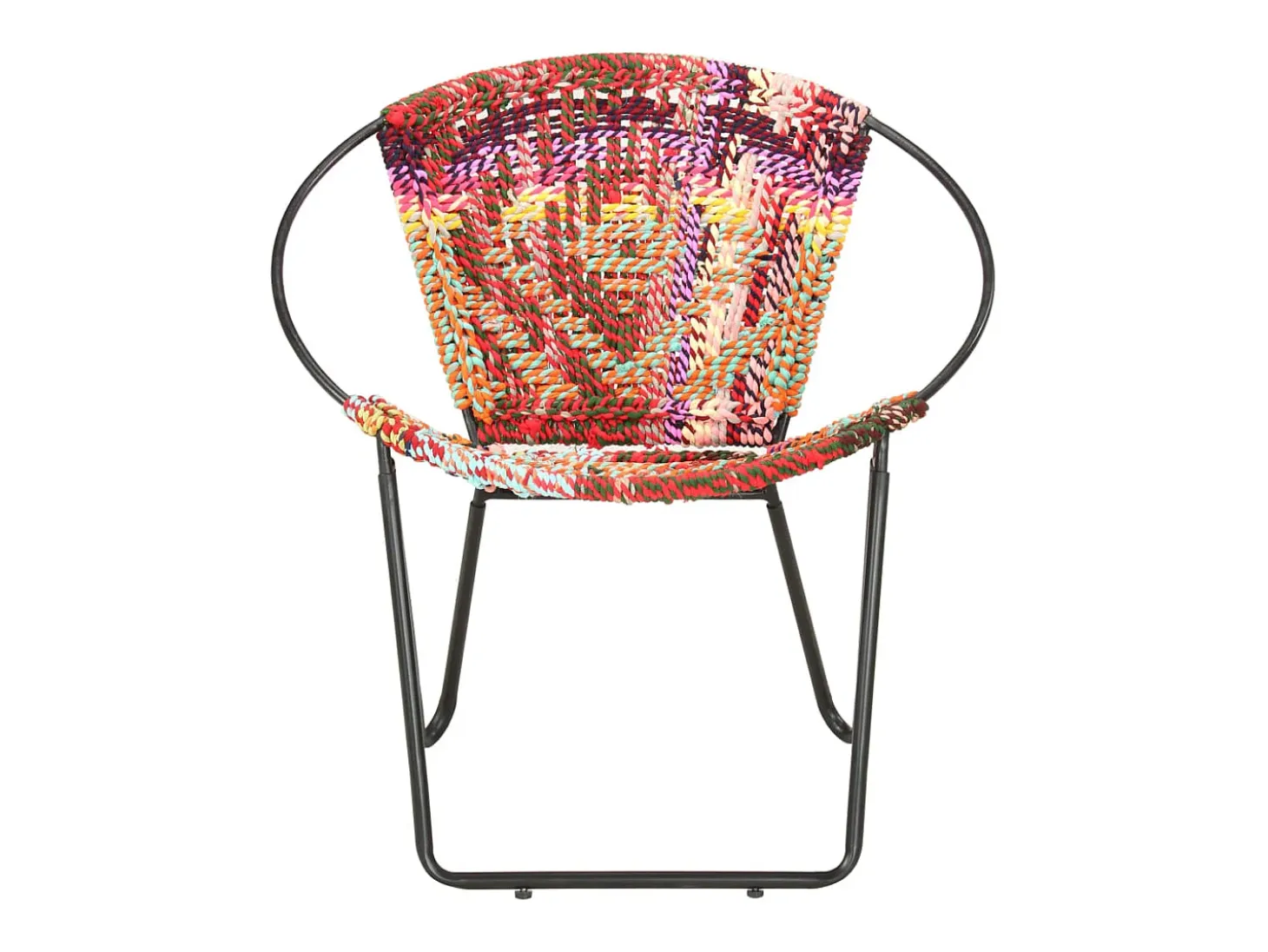 Silla circular chindi de tela multicolor