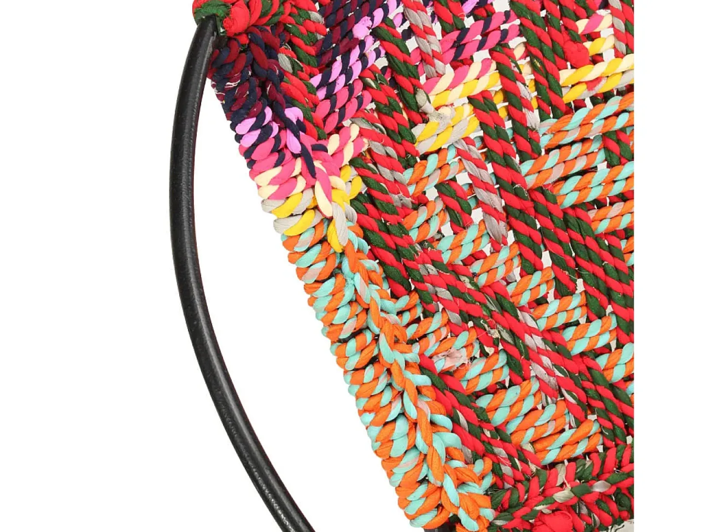 Silla circular chindi de tela multicolor