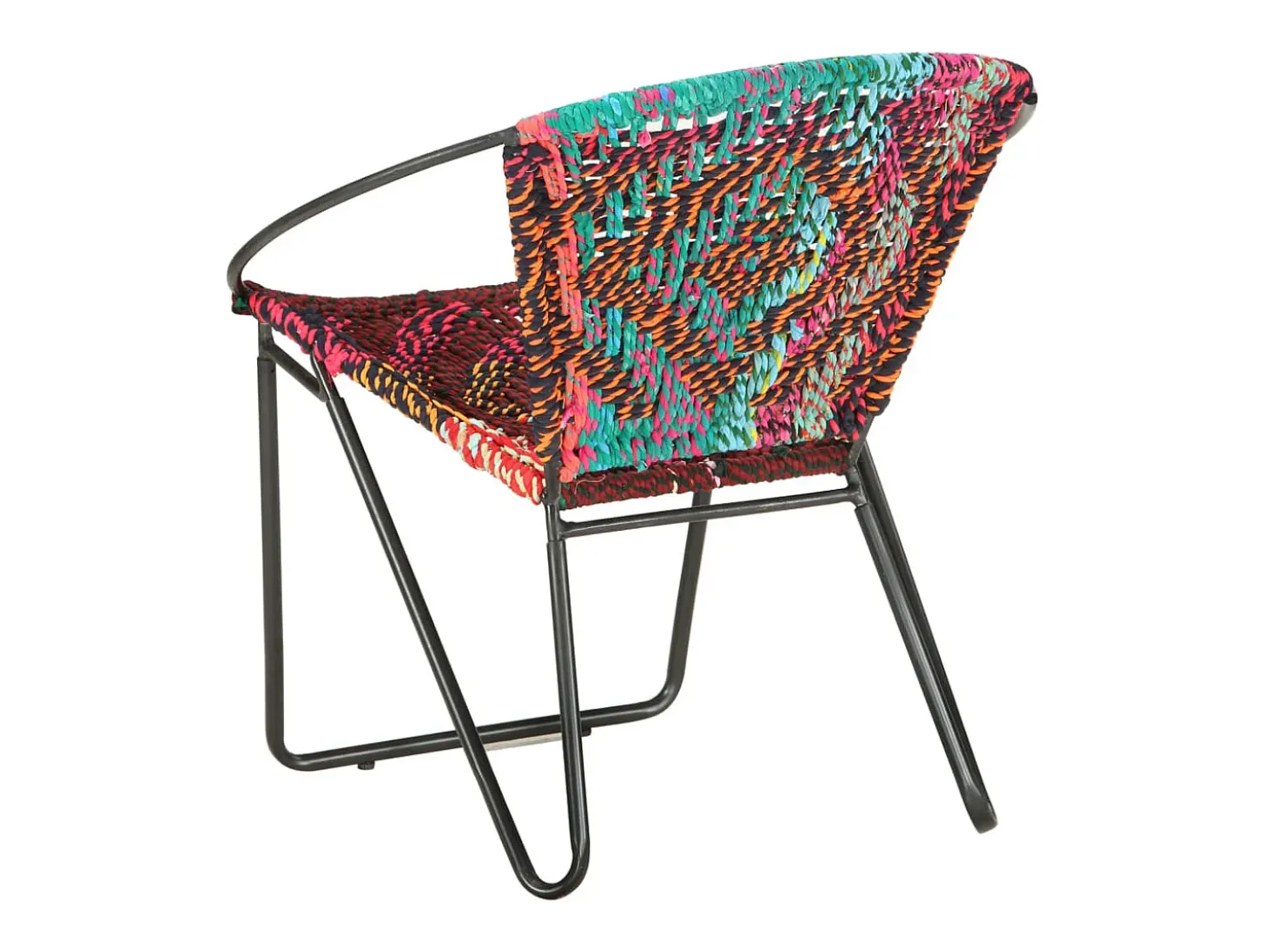 Silla circular chindi de tela multicolor