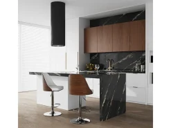 Silla de bar regulable en madera oscura y PU blanco 56/77 cm - Georges