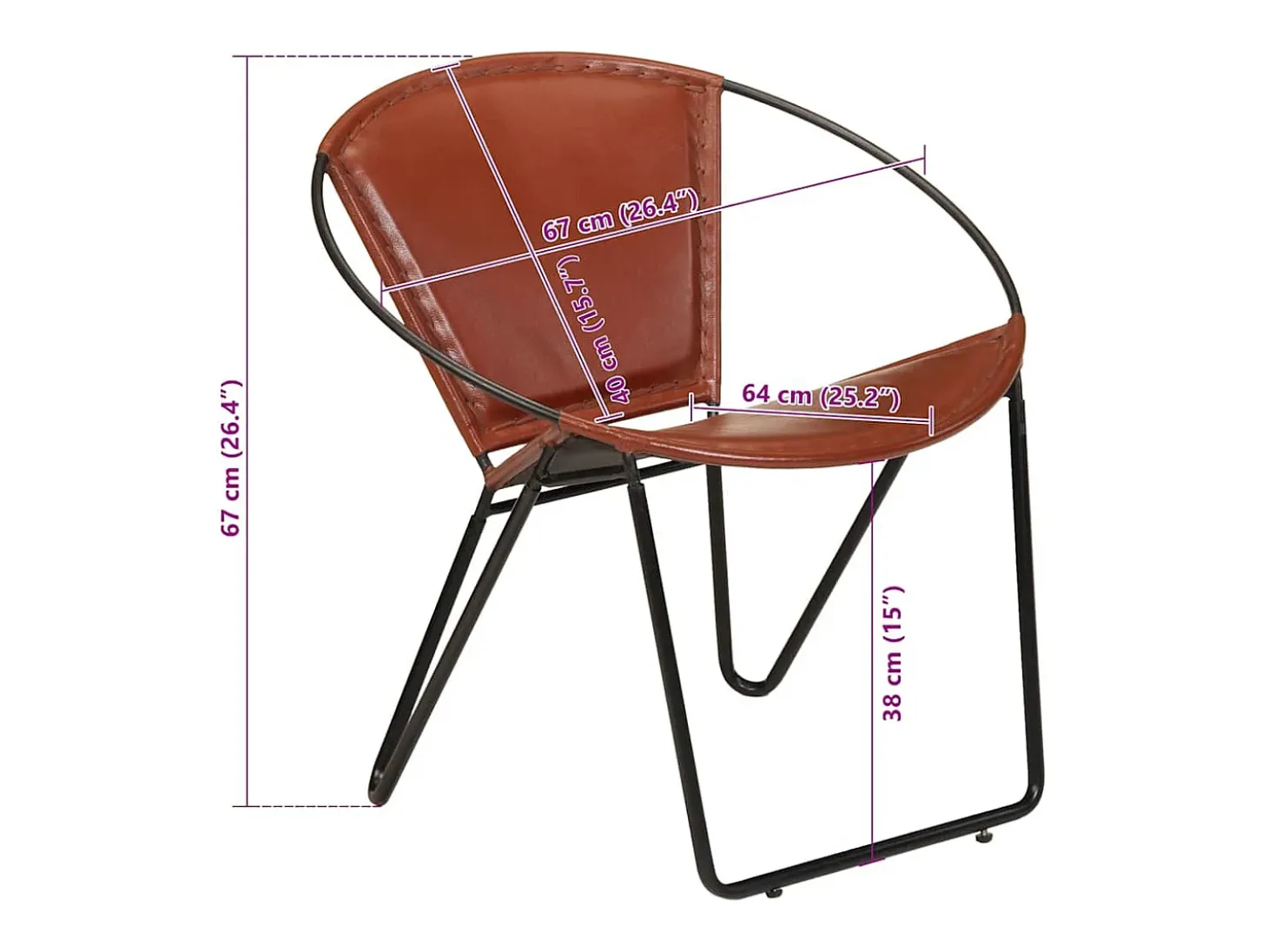 Silla de cuero auténtico marrón