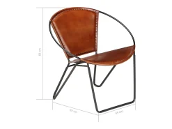 Silla de cuero auténtico marrón