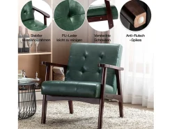 Silla de Madera con Brazos Fahlber - Sillón Relax para Interior/Exterior - Tapizado Beige Opcional