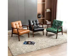 Silla de Madera con Brazos Fahlber - Sillón Relax para Interior/Exterior - Tapizado Beige Opcional