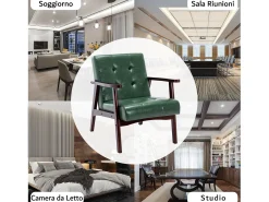 Silla de Madera con Brazos Fahlber - Sillón Relax para Interior/Exterior - Tapizado Beige Opcional