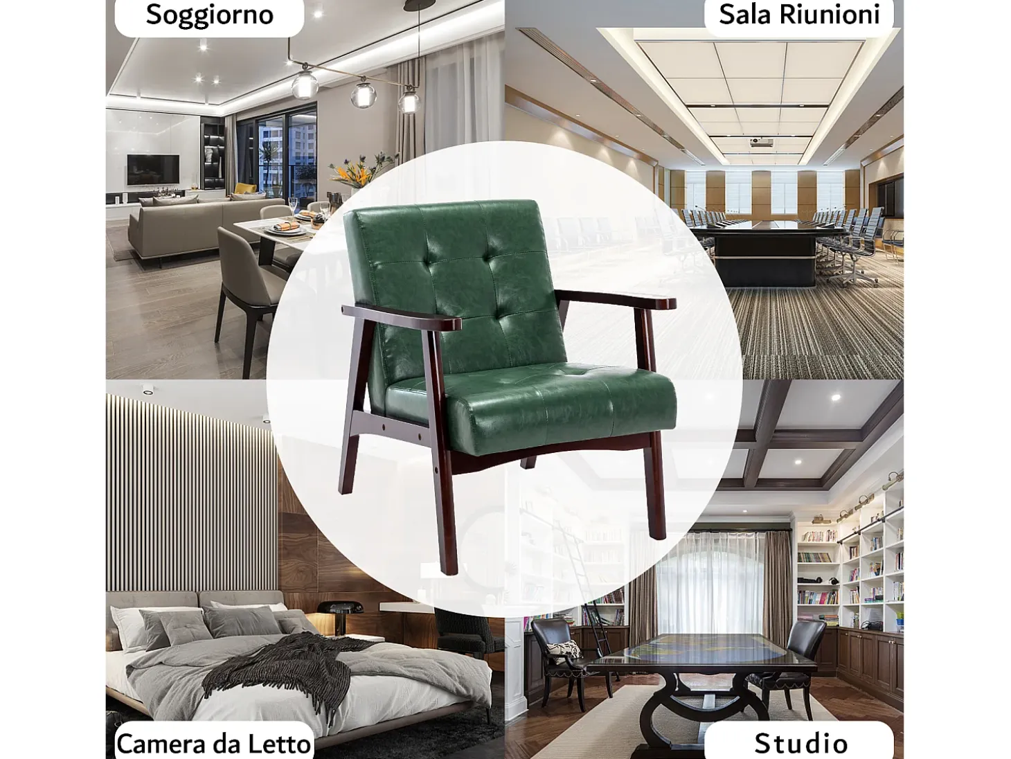 Silla de Madera con Brazos Fahlber - Sillón Relax para Interior/Exterior - Tapizado Beige Opcional