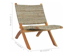 Silla de ratán kubu natural y madera maciza de caoba