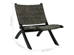 Silla de ratán kubu natural y madera maciza de caoba negro