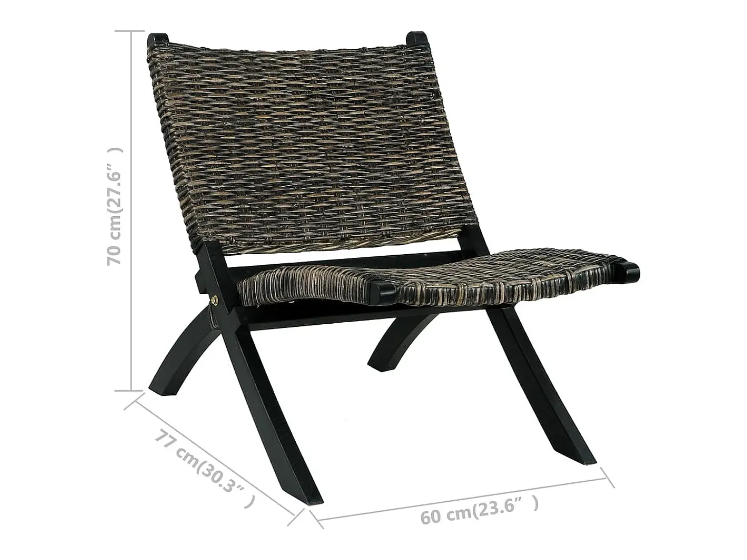 Silla de ratán kubu natural y madera maciza de caoba negro