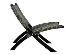 Silla de ratán kubu natural y madera maciza de caoba negro