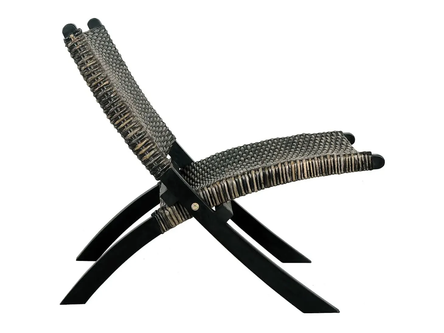 Silla de ratán kubu natural y madera maciza de caoba negro