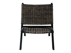 Silla de ratán kubu natural y madera maciza de caoba negro