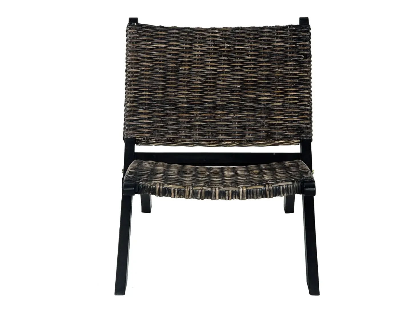 Silla de ratán kubu natural y madera maciza de caoba negro