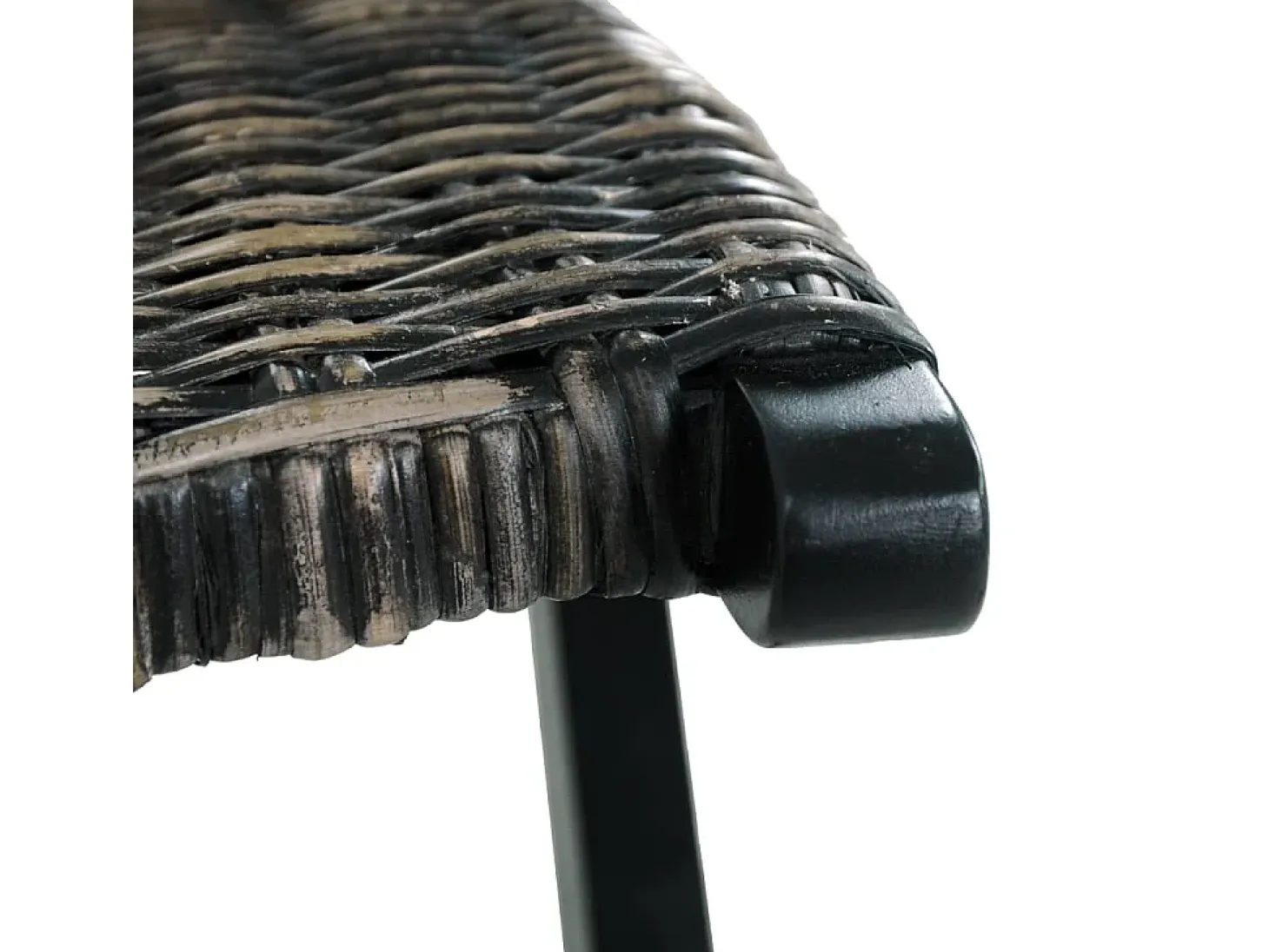 Silla de ratán kubu natural y madera maciza de caoba negro