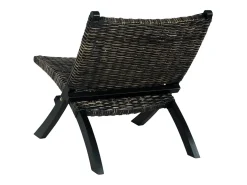 Silla de ratán kubu natural y madera maciza de caoba negro