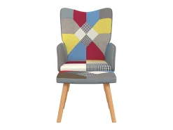 Silla de relajación | Sillón de relax con reposapiés tela patchwork SHL2844