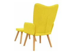 Silla de relajación con reposapiés tela amarillo mostaza