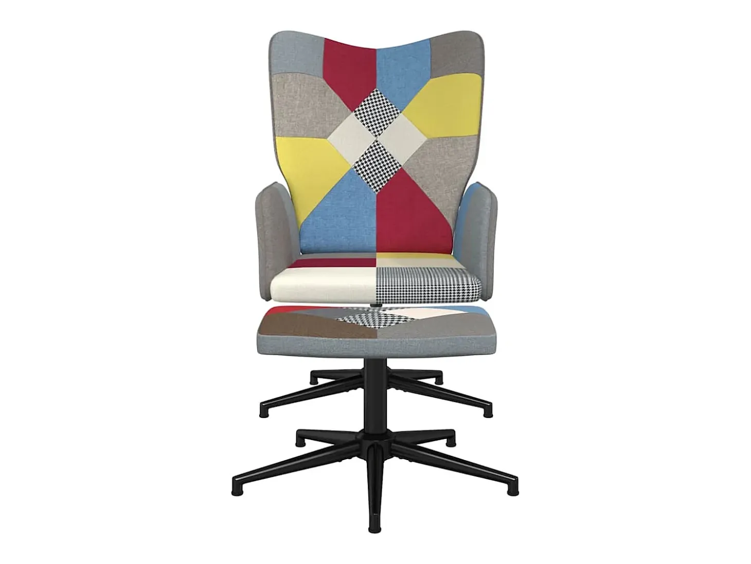 Silla de relajación con reposapiés tela patchwork
