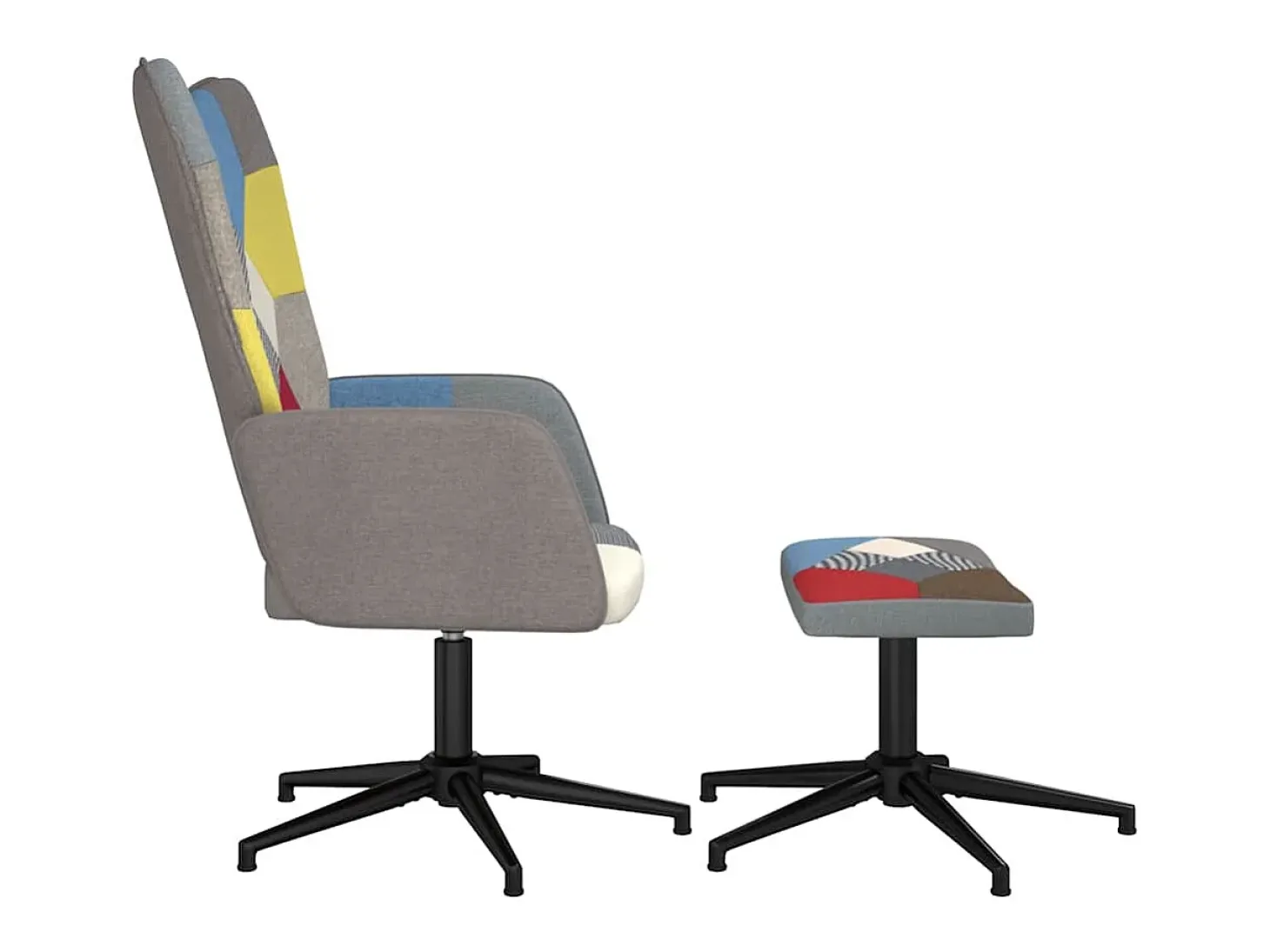 Silla de relajación con reposapiés tela patchwork
