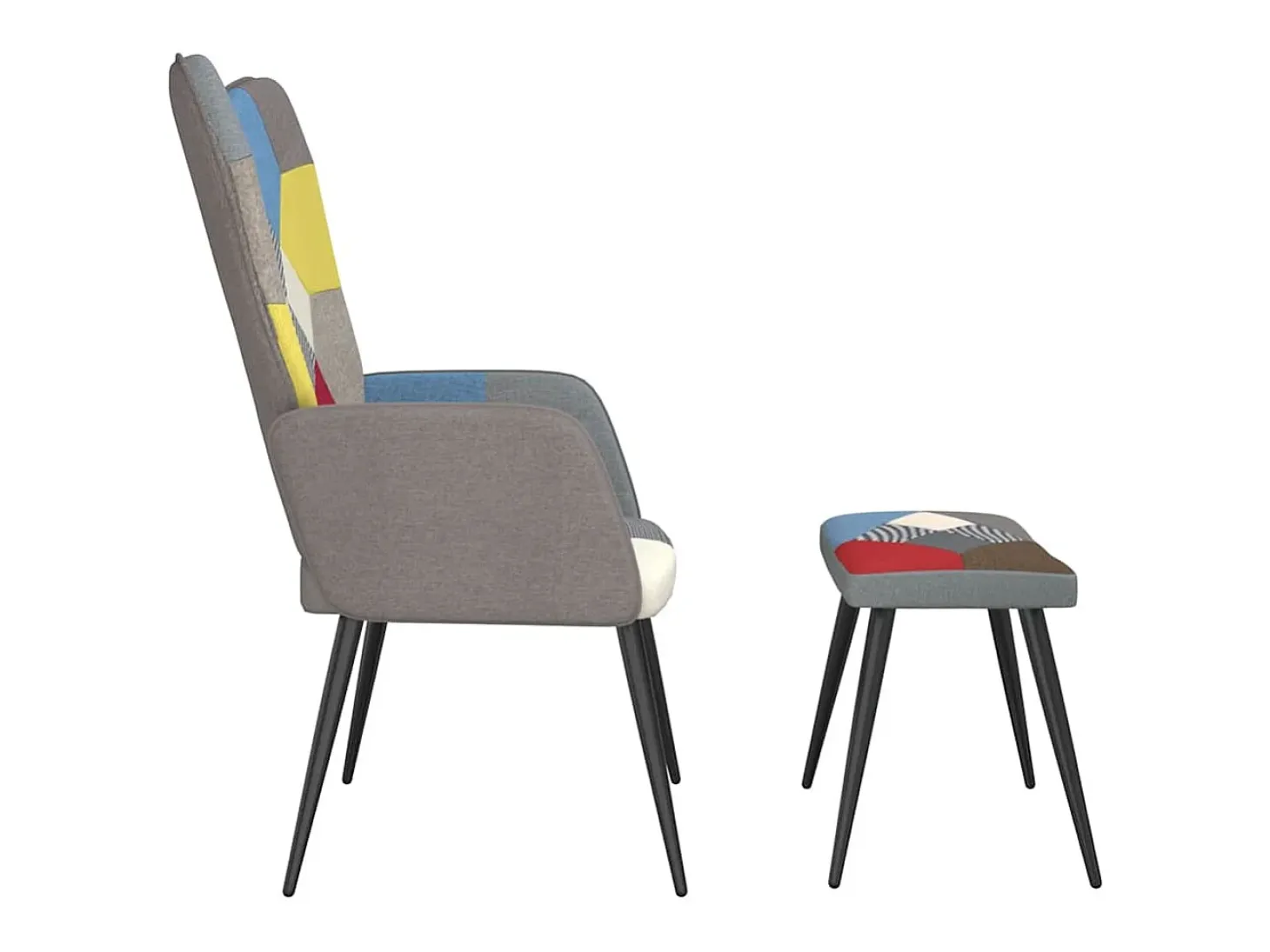Silla de relajación con reposapiés tela patchwork