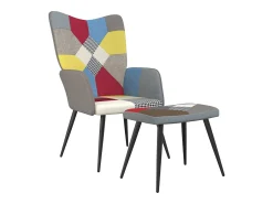 Silla de relajación con reposapiés tela patchwork
