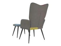 Silla de relajación con reposapiés tela patchwork