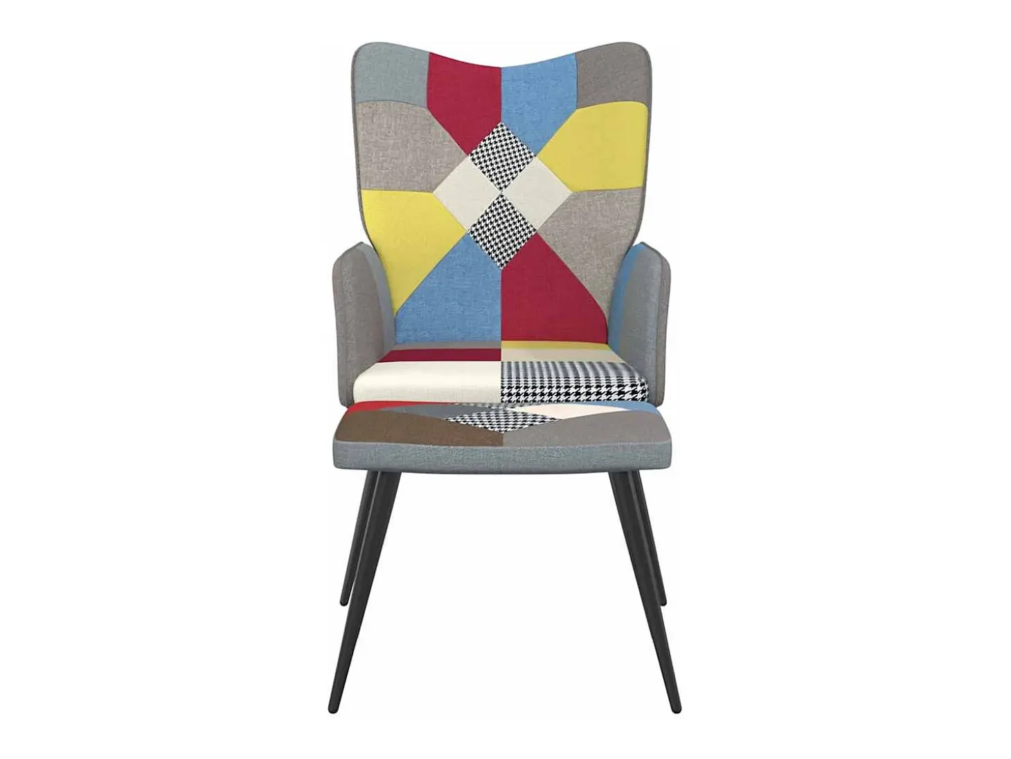 Silla de relajación con reposapiés tela patchwork