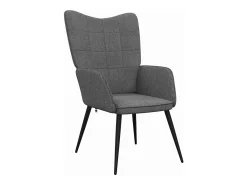 Silla de relajación con reposapiés de tela gris oscuro