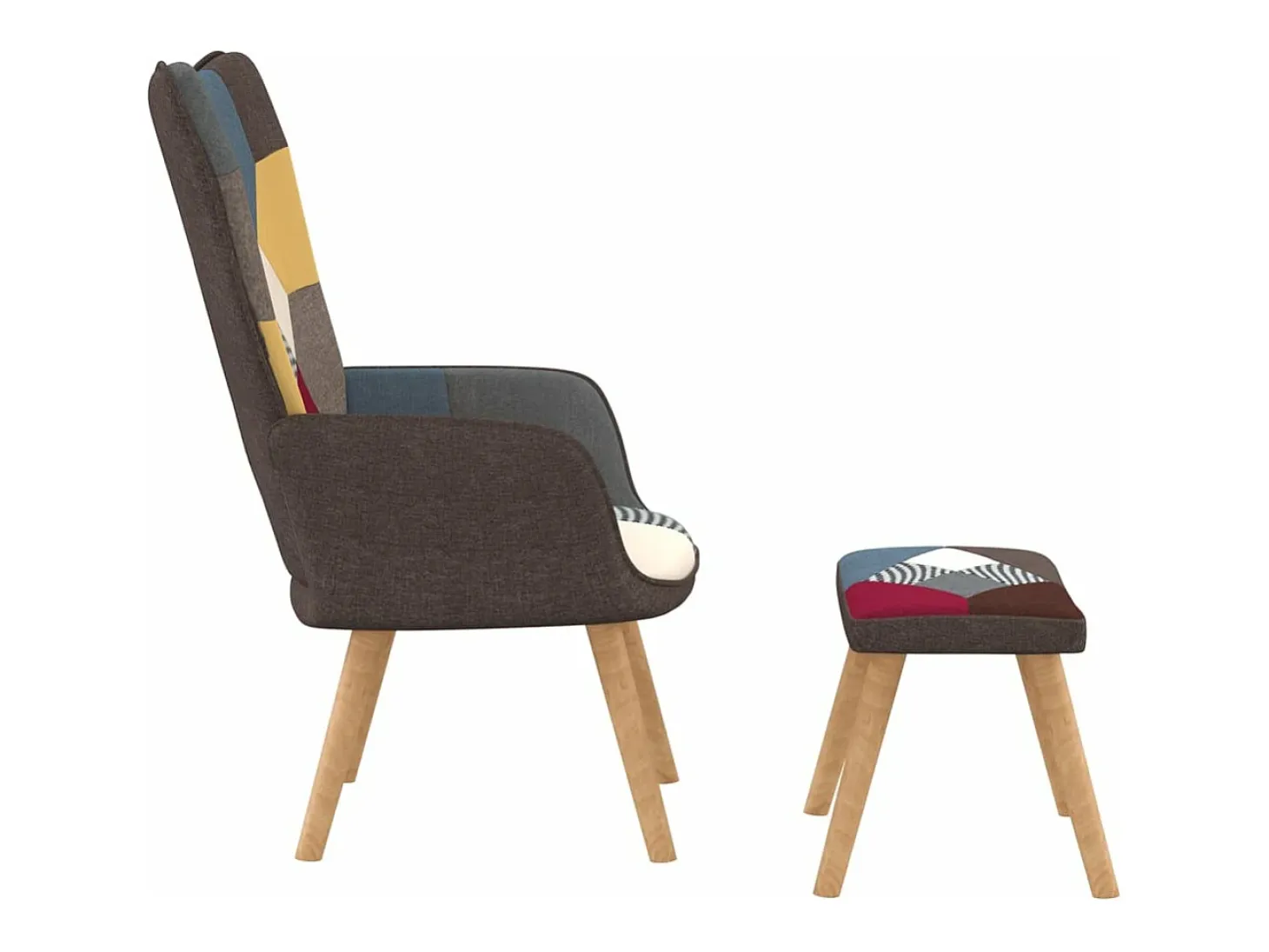 Silla de relajación con reposapiés tela patchwork