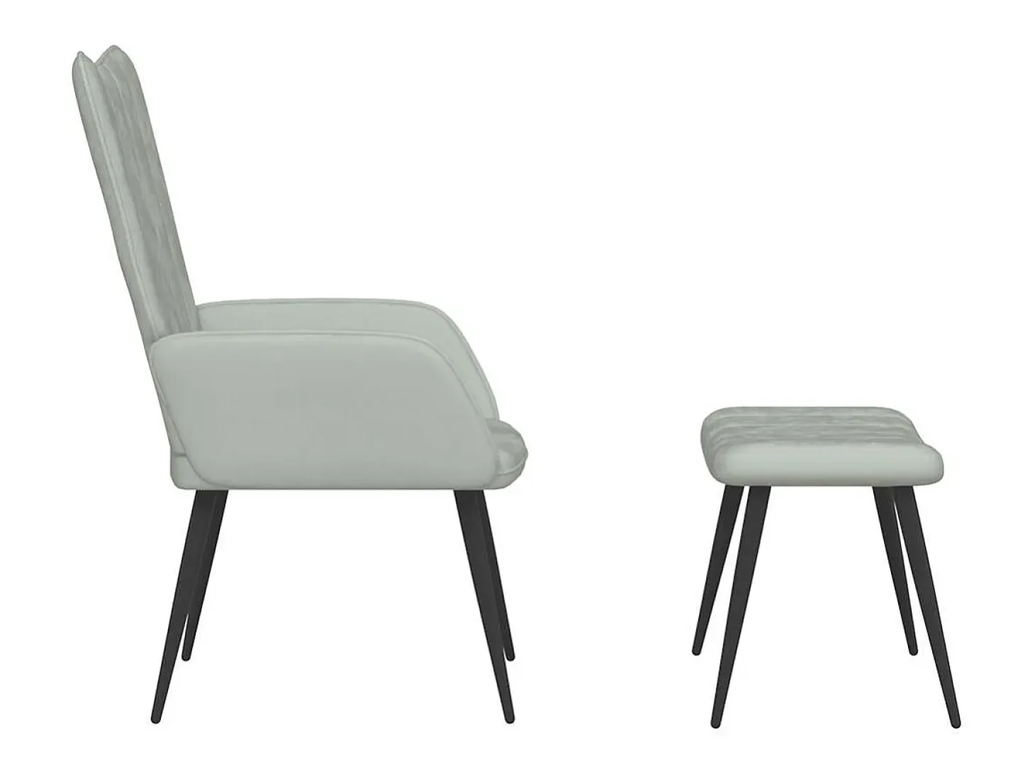 Silla de relajación con reposapiés terciopelo gris claro