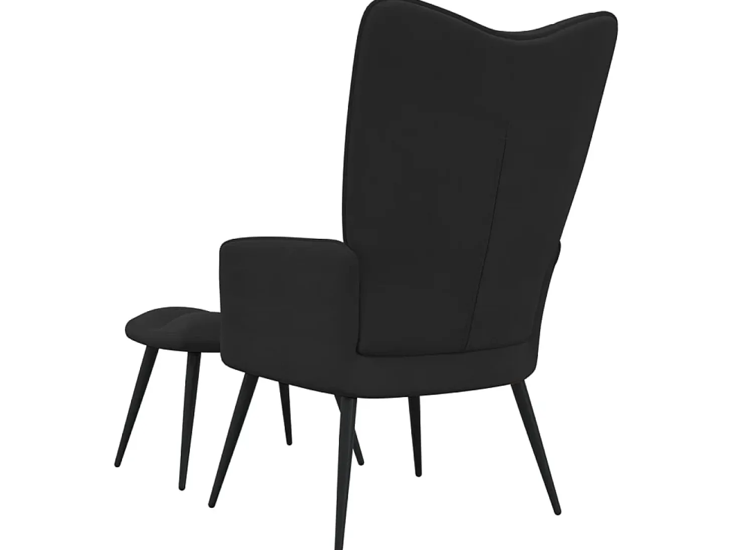 Silla de relajación con reposapiés terciopelo negro ES91065