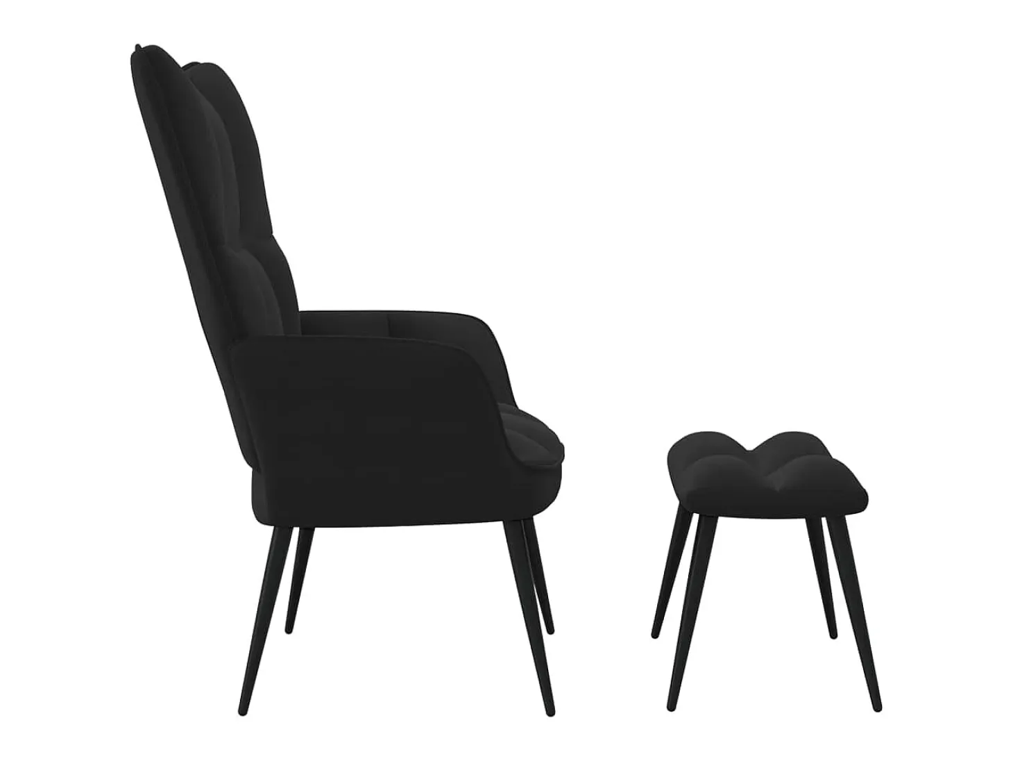 Silla de relajación con reposapiés terciopelo negro ES91065