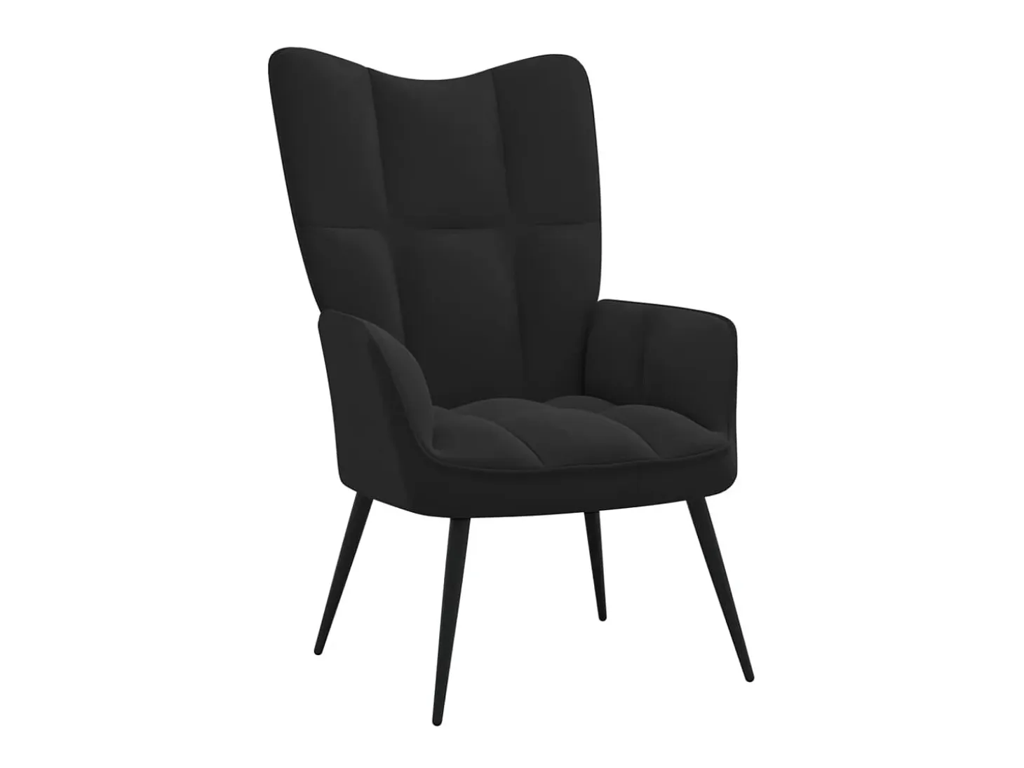 Silla de relajación con reposapiés terciopelo negro ES91065