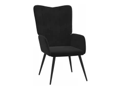 Silla de relajación con reposapiés terciopelo negro