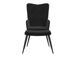 Silla de relajación con reposapiés terciopelo negro