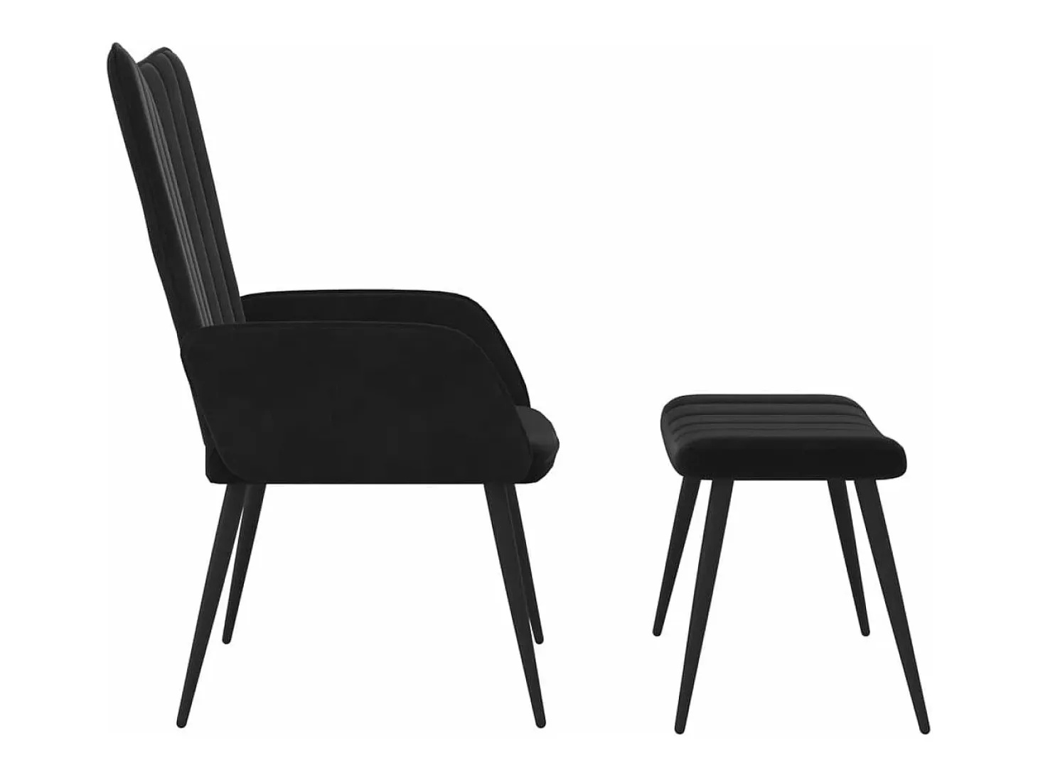 Silla de relajación con reposapiés terciopelo negro