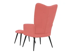 Silla de relajación con reposapiés terciopelo rosa
